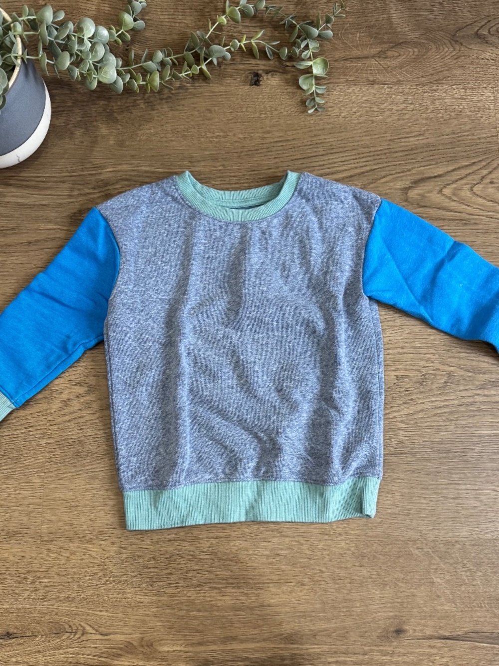 Cat & Jack Boys Colorblock Crewneck Sweatshirt Gray Blue Green 3T
